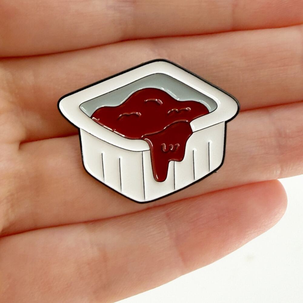 Chicken Dipping Sauce Soft Enamel Pin Funny Fast Food Ketchup Lapel Badge